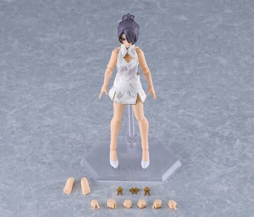 PRE-ORDER Good Smile Company figma Female Body (Mika) with Mini Skirt Chinese Dress Outfit (White) (July 2024) (FSWMM)